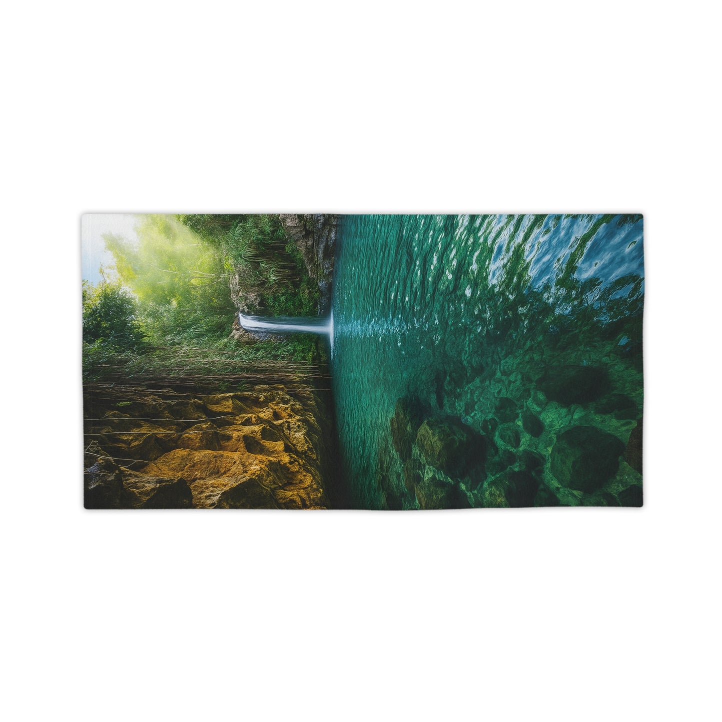 Serene Nature Beach Towel - Perfect for Summer, Pool Days, Travel, Gifts, Eco-Friendly, Waterfall Scene