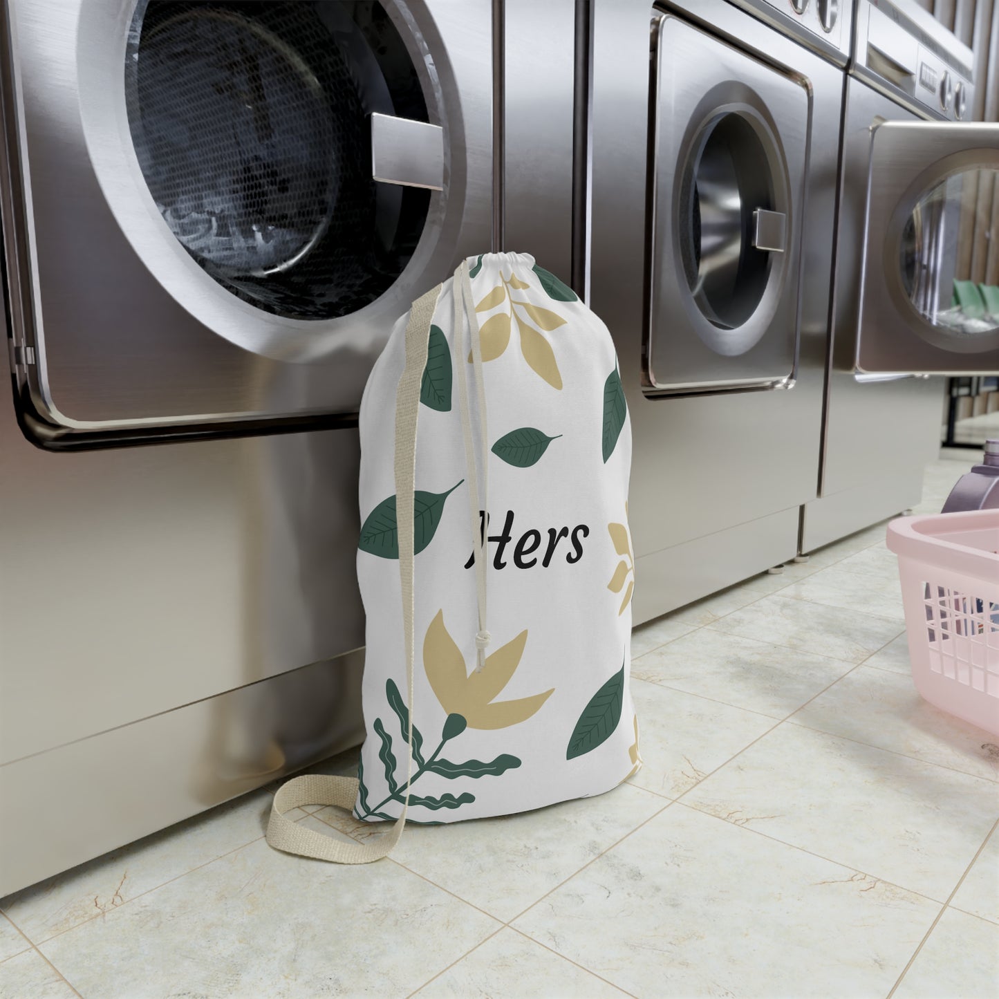 Personalized Floral Laundry Bag, Modern Laundry Storage, Gift for Her, Wedding or Housewarming Gift, Eco-friendly Laundry Tote