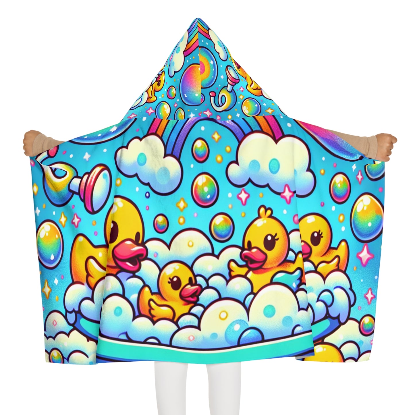 Youth Hooded Towel with Fun Duck Design, Cute Bathing Towel, Kids' Pool Gear, Unique Baby Gift, Bath Time Essential, Toddler Swim Cover-Up