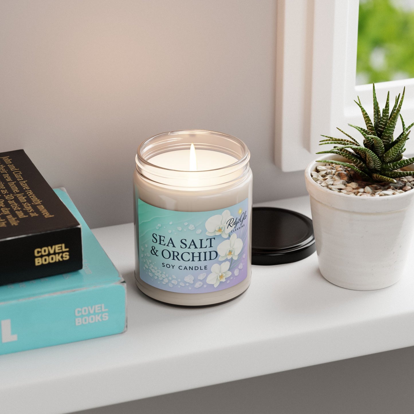 Relaxing Sea Salt & Orchid Scented Soy Candle, Aromatherapy Gift, Home Decor, Self-Care, Spa Experience, Gift for Her