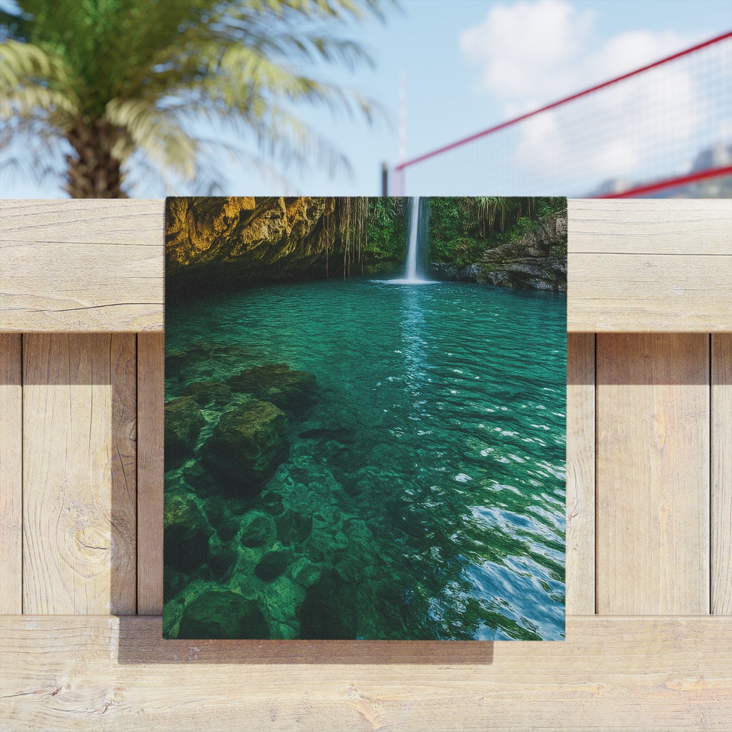 Serene Nature Beach Towel - Perfect for Summer, Pool Days, Travel, Gifts, Eco-Friendly, Waterfall Scene