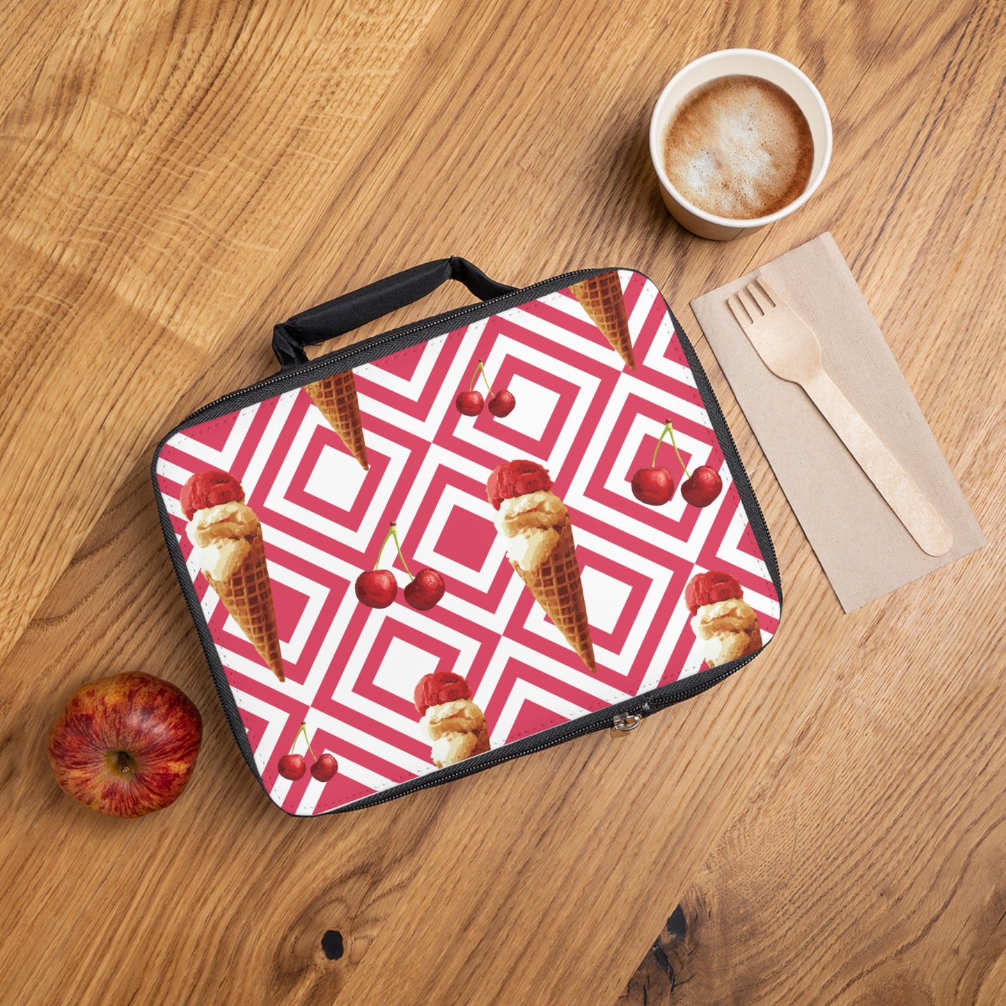 Ice Cream Pattern Lunch Bag | Cute Insulated Tote for Kids & Adults | Picnic, School, Office, Travel