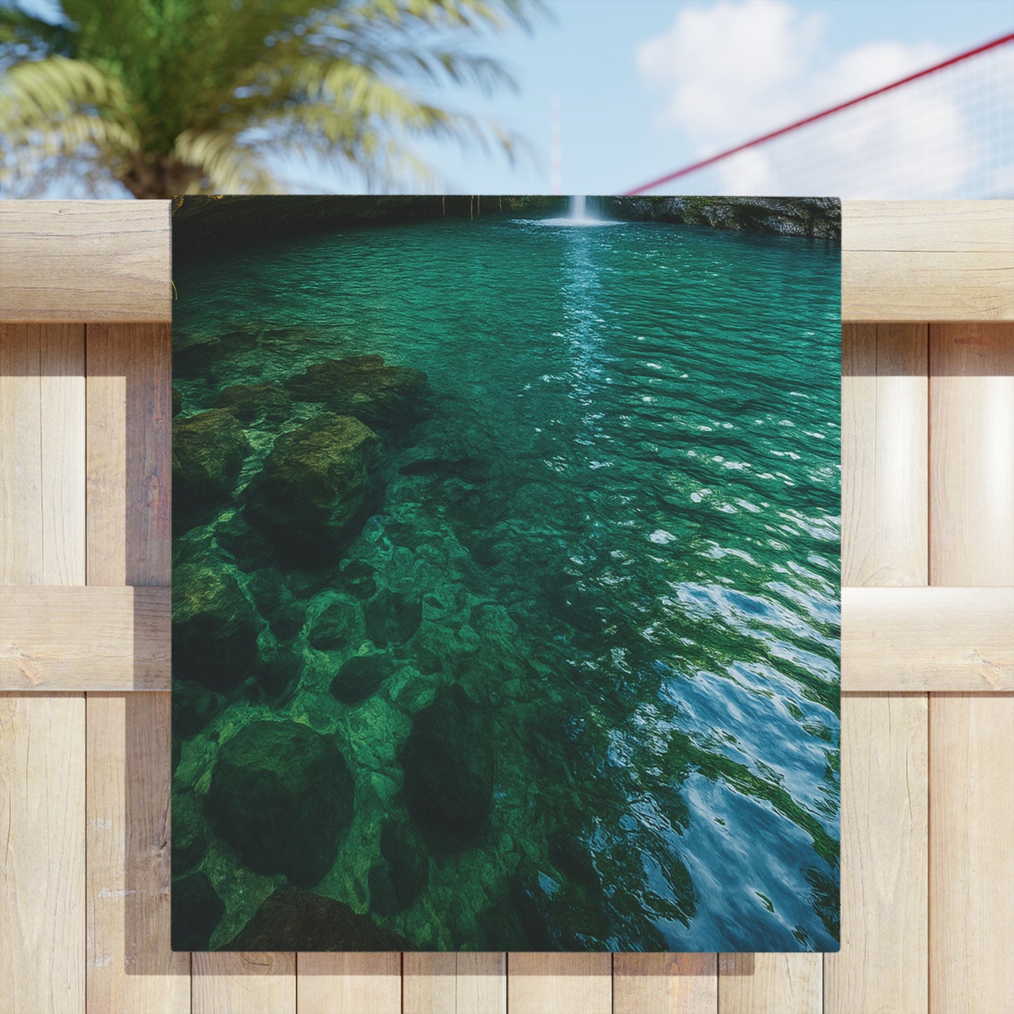 Serene Nature Beach Towel - Perfect for Summer, Pool Days, Travel, Gifts, Eco-Friendly, Waterfall Scene