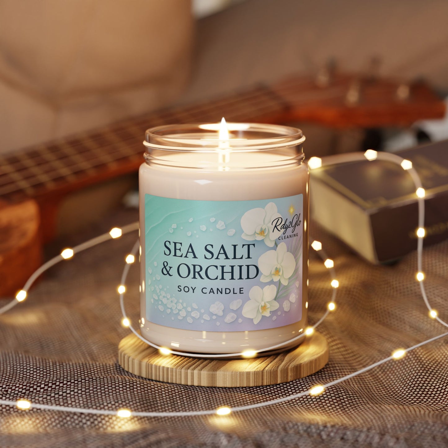 Relaxing Sea Salt & Orchid Scented Soy Candle, Aromatherapy Gift, Home Decor, Self-Care, Spa Experience, Gift for Her