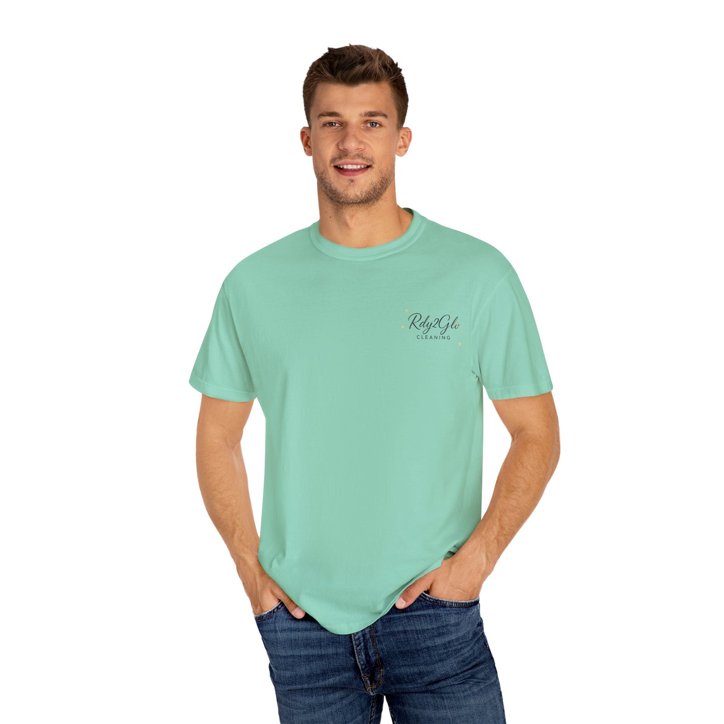 Rdy2Glo Cleaning T-Shirt, Unisex Tee, Garment-Dyed Apparel, House Cleaning Shirt, Gift for Cleaners, Everyday Comfort Tee