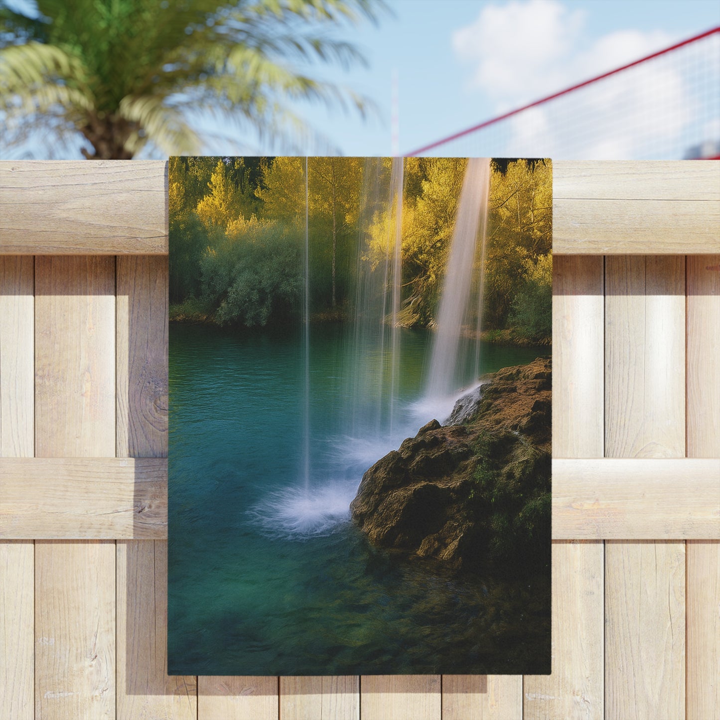 Serene Waterfall Beach Towels, Summer Essentials, Poolside Relaxation, Gifts for Travelers, Nature Lovers, Beach Days