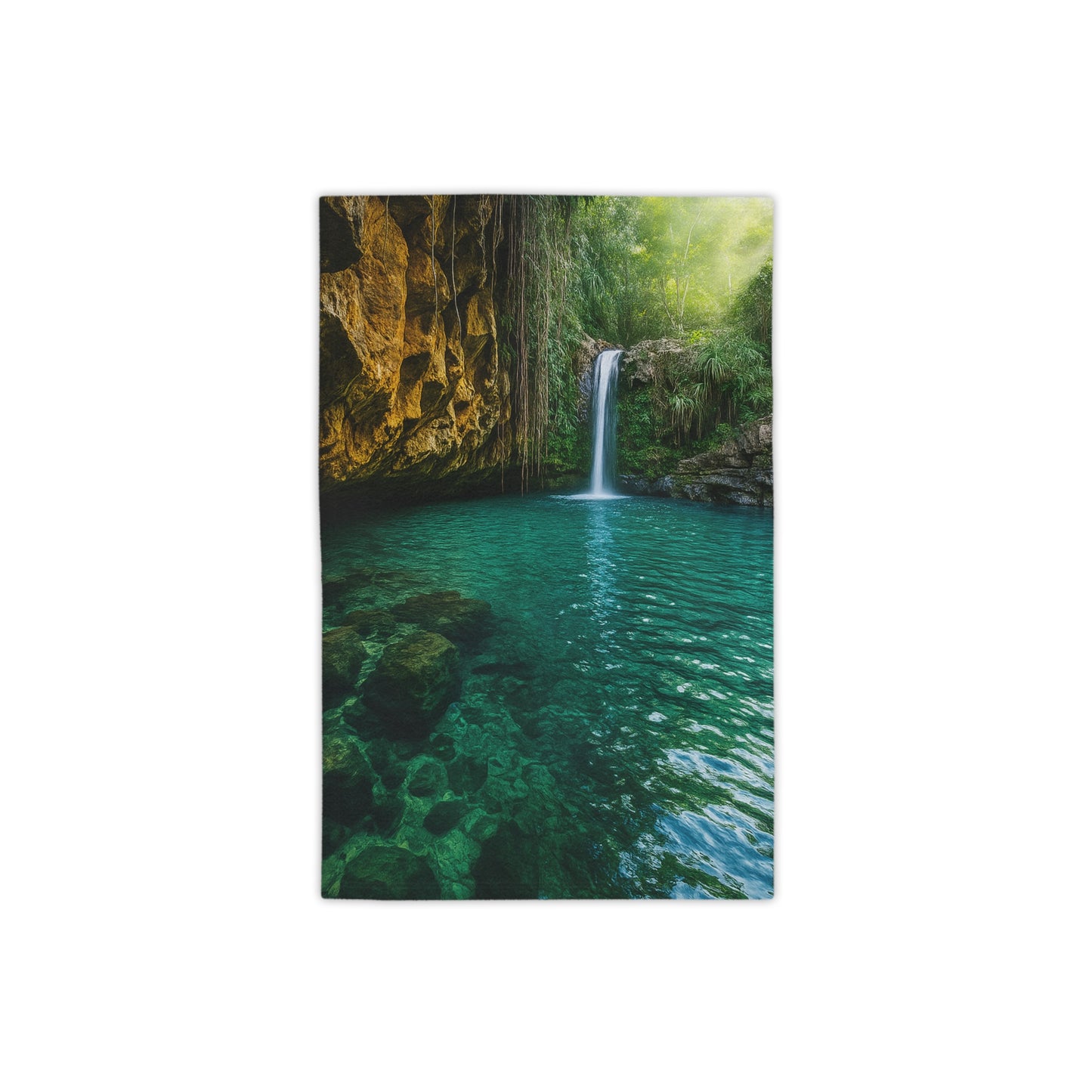 Serene Nature Beach Towel - Perfect for Summer, Pool Days, Travel, Gifts, Eco-Friendly, Waterfall Scene