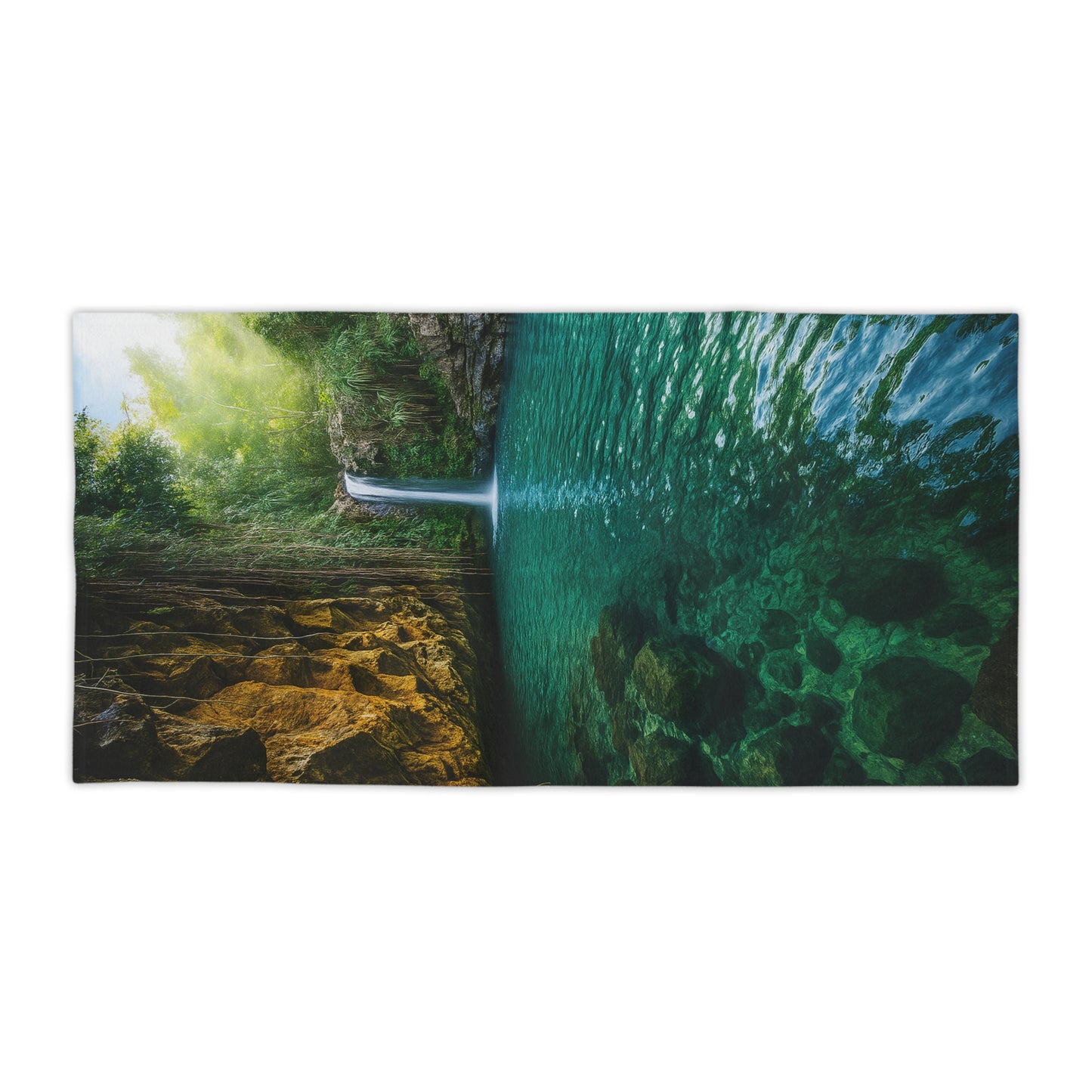 Serene Nature Beach Towel - Perfect for Summer, Pool Days, Travel, Gifts, Eco-Friendly, Waterfall Scene