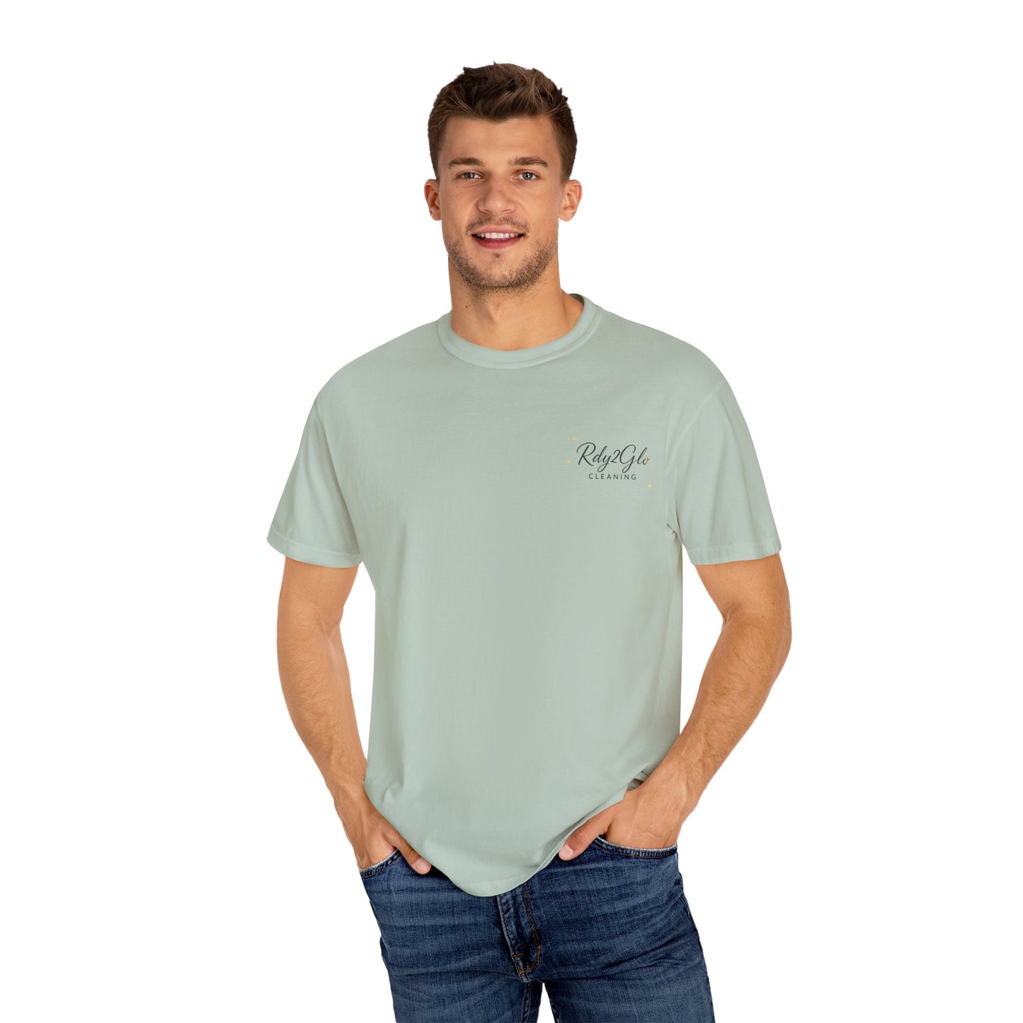Rdy2Glo Cleaning T-Shirt, Unisex Tee, Garment-Dyed Apparel, House Cleaning Shirt, Gift for Cleaners, Everyday Comfort Tee