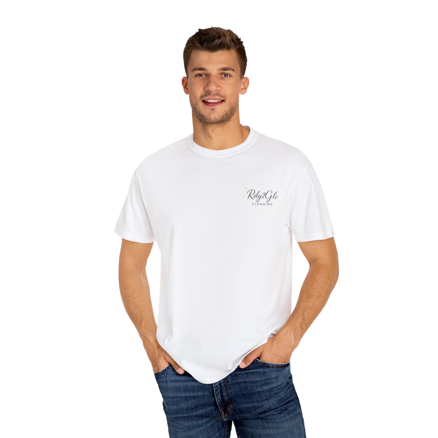 Rdy2Glo Cleaning T-Shirt, Unisex Tee, Garment-Dyed Apparel, House Cleaning Shirt, Gift for Cleaners, Everyday Comfort Tee